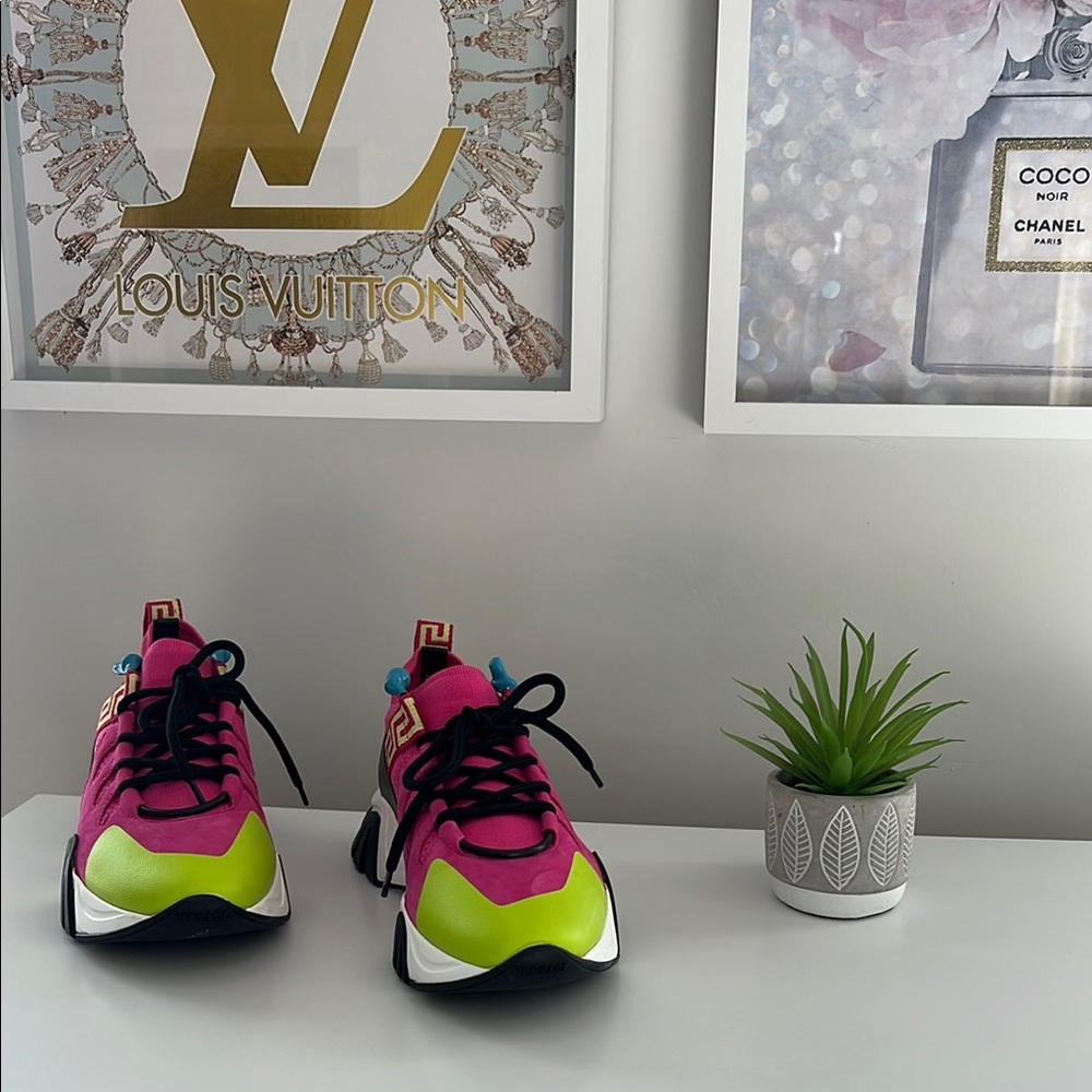 Versace Pink and Green Sneakers